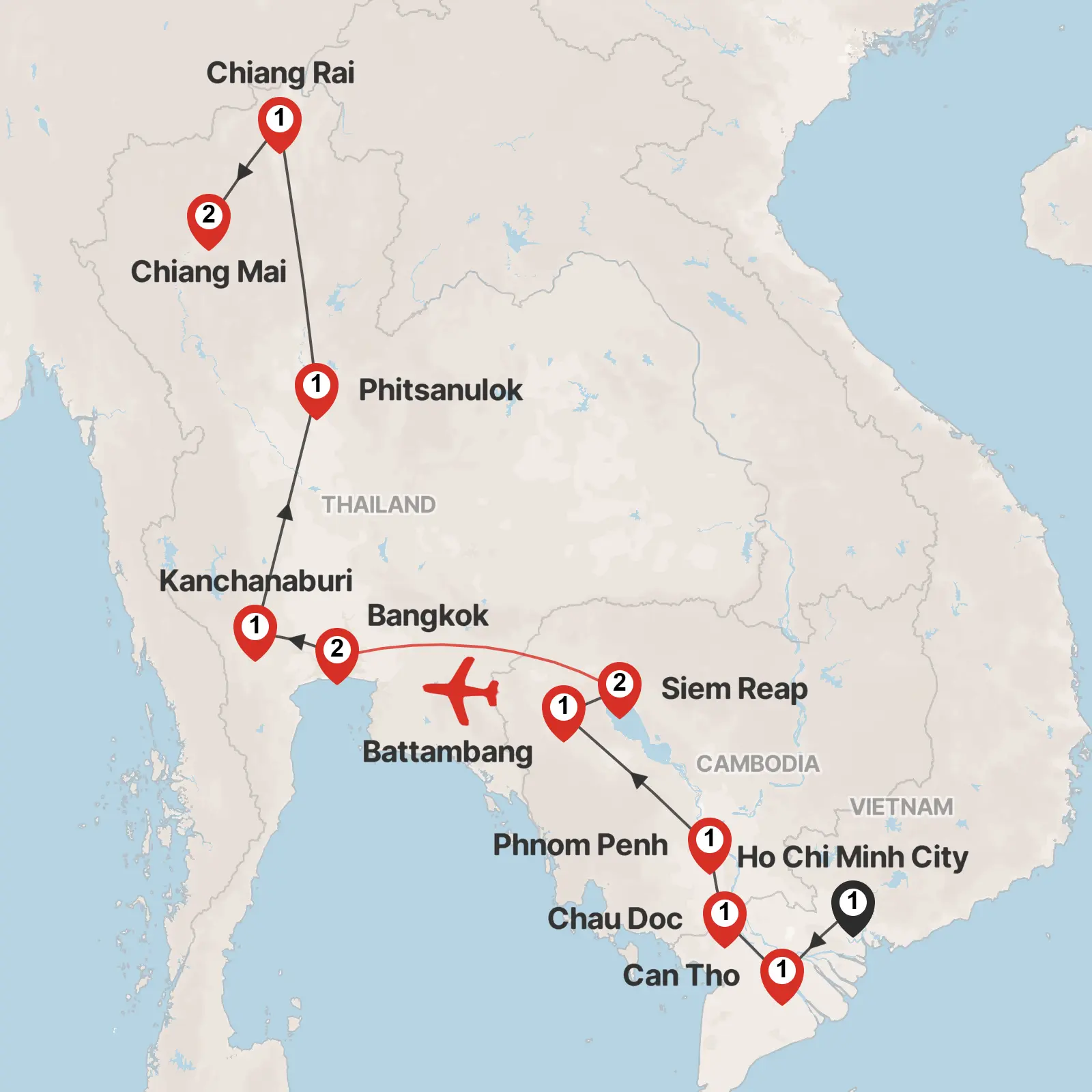Amazing Vietnam & Cambodia and Thailand ends Chiang Mai