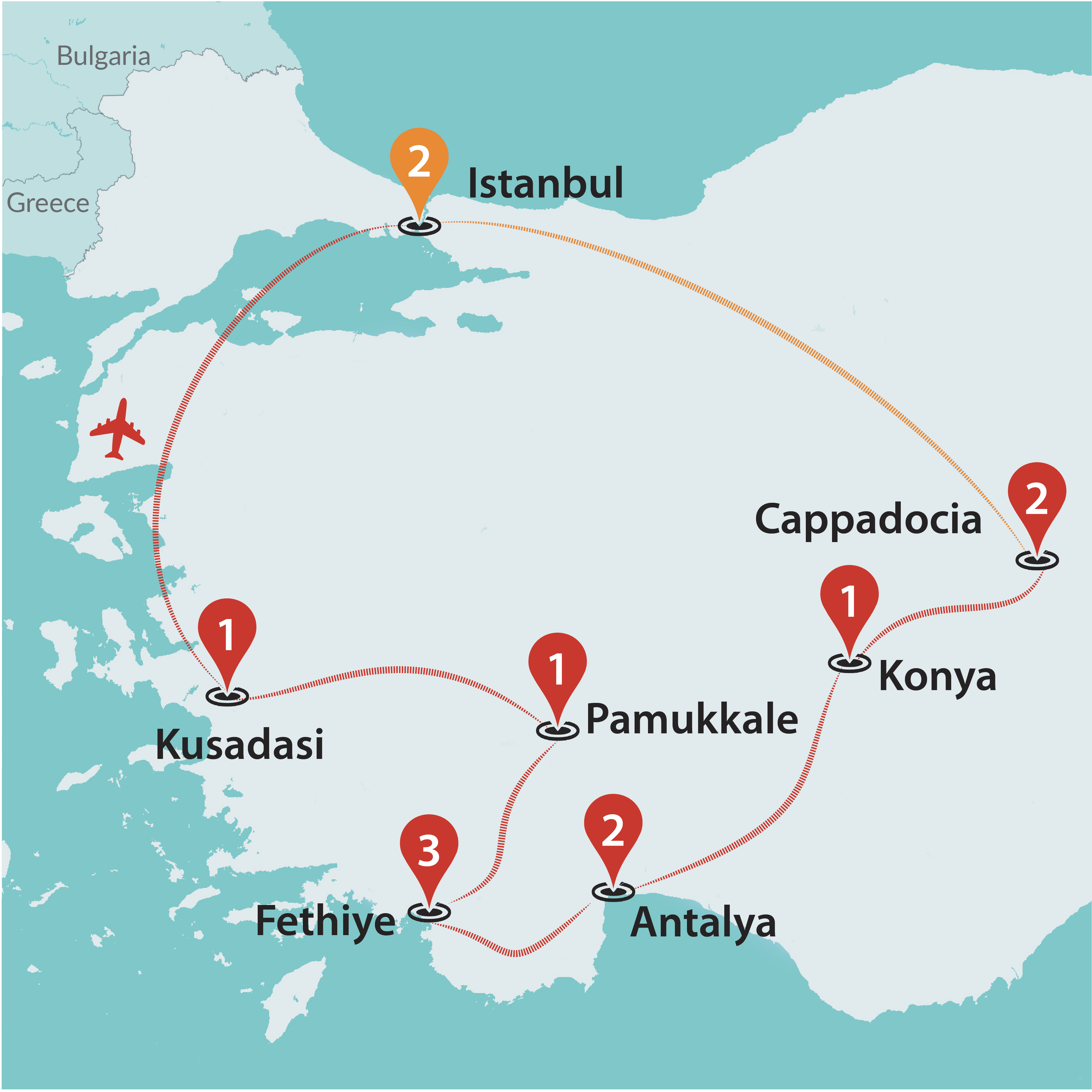 tourhub | Travel Talk Tours | Magical Turkey by Land (5 & 4 Star Hotels) | Tour Map