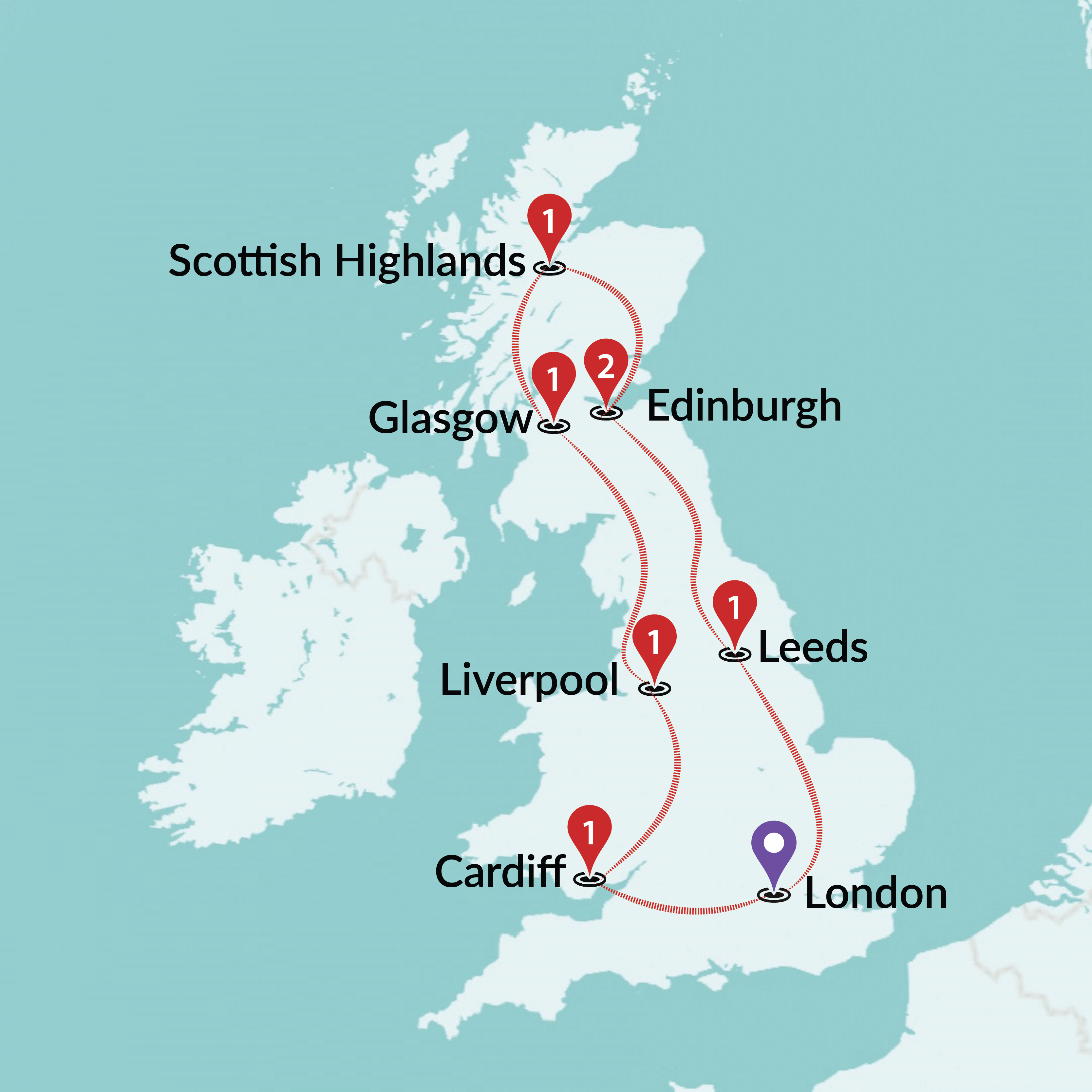 tourhub | Travel Talk Tours | Essential Britain | Tour Map